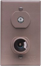 Indoor Tv Outlet W/+12 Vdc Receptacle, Brown