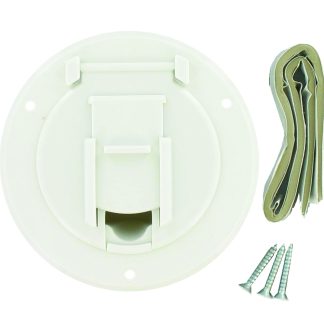 Cable Hatch, Sm Round, White, Carded