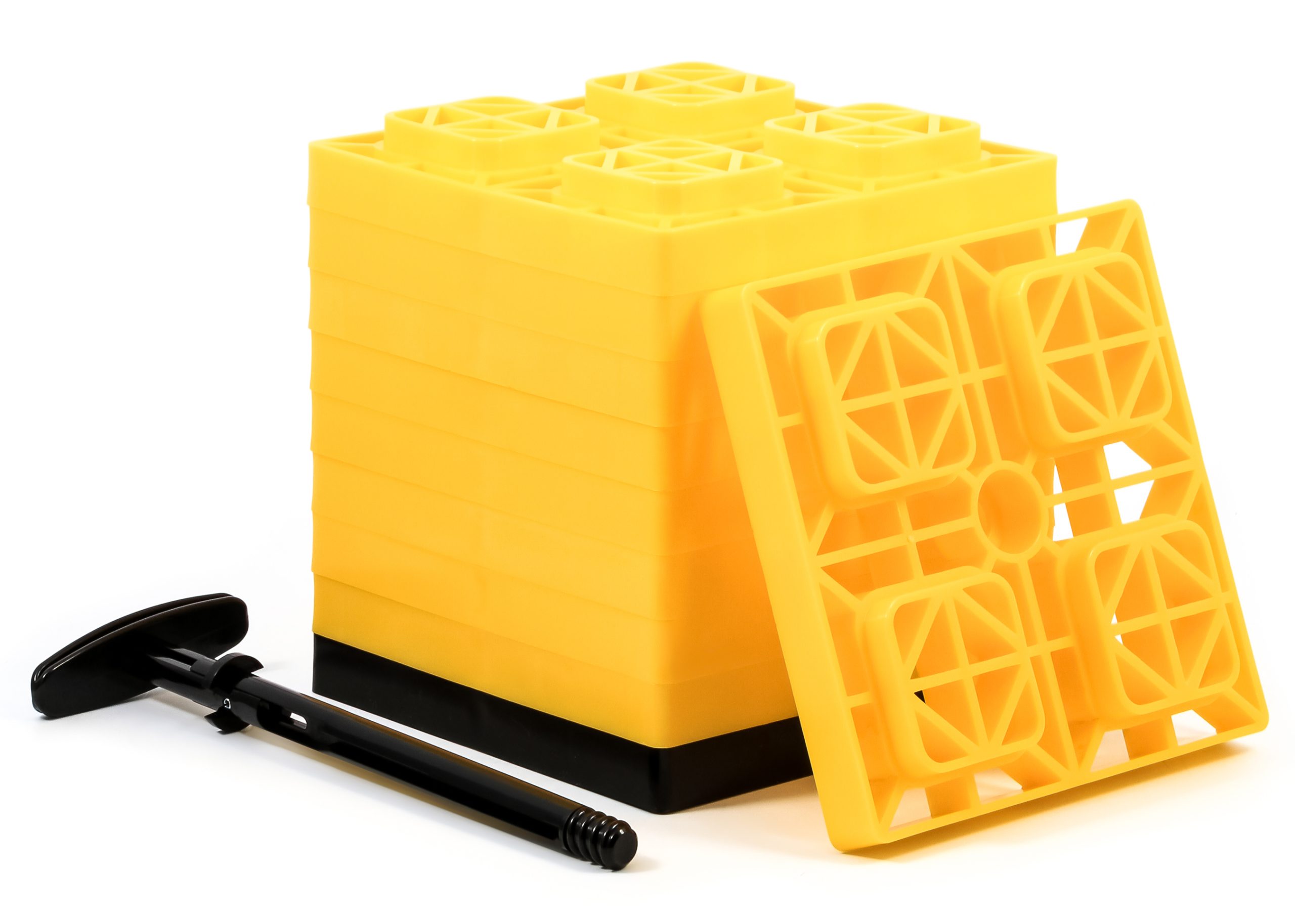 Fas Ten Leveling Blocks W/ T-Handle, 2x2, Yellow 10 Pk