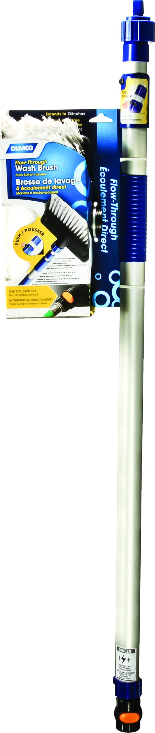 Flow Through Wash Brush W/ Push Button Handle