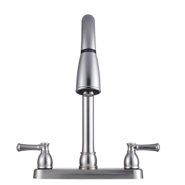 Non-Metallic Dual Lever Pull-Down RV Kitchen Faucet - Brushed Satin Nickel