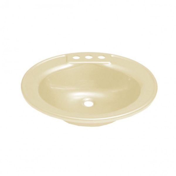 17 X 20 Oval Lavatory Sink; 3 Faucet Holes - Parchment