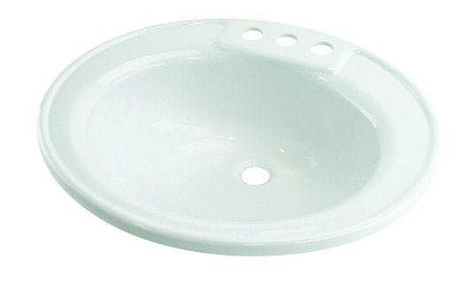 17 X 20 Oval Lavatory Sink; 3 Faucet Holes - White