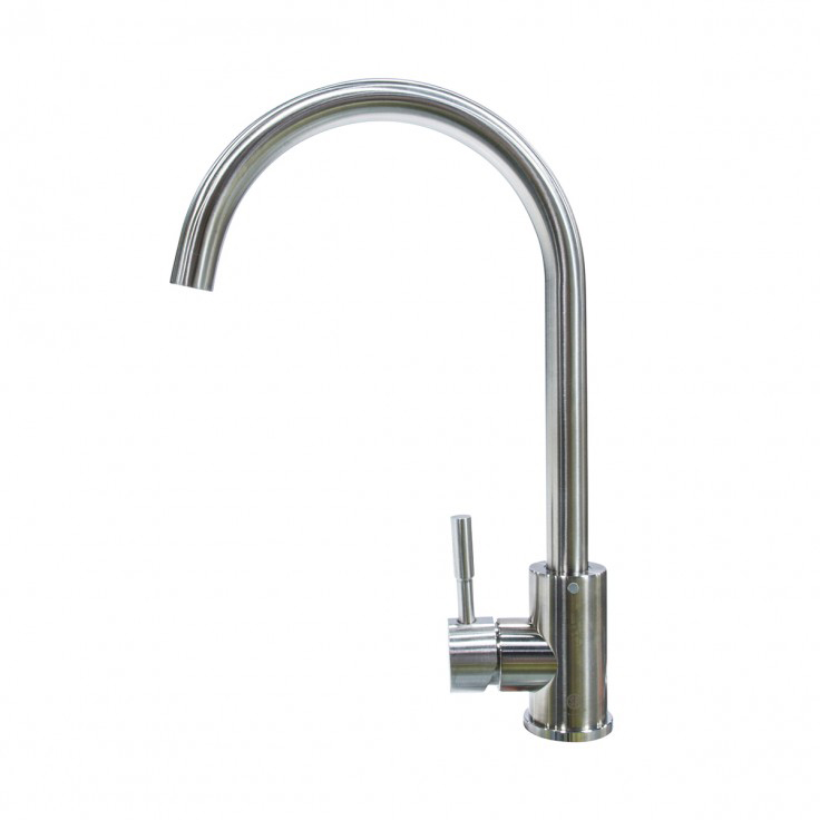 Stainless Steel Curved Gooseneck Faucet; Single Hole (retail Box)