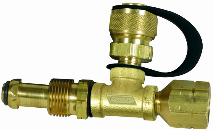 Brass Tee W/ 3 Ports (clamshell)