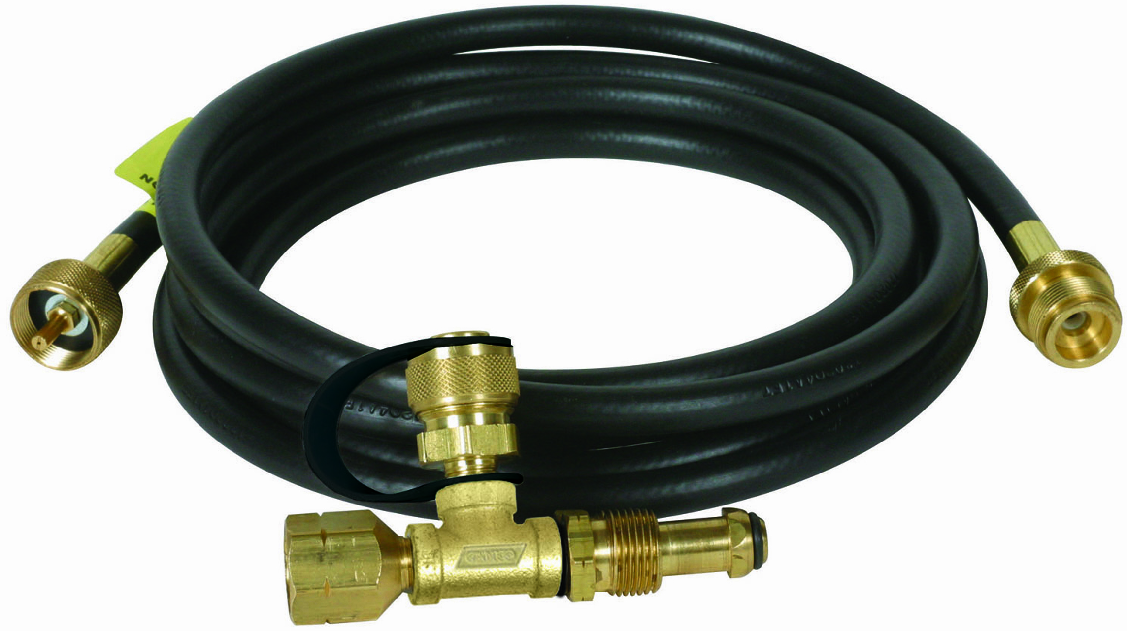 Brass Tee W/ 3 Ports, W/ 12' Hose