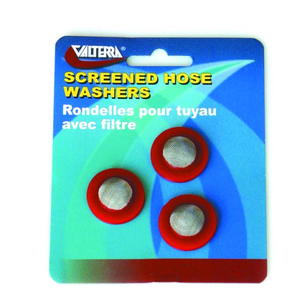 Hose Washers With Screen, Red, 3 Per Card