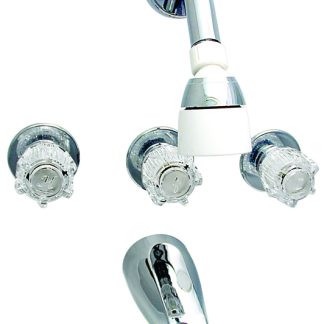 Tub/shower Faucet, Shower Head Kit, 8, 3 Knob, Brass, Chrome, Box
