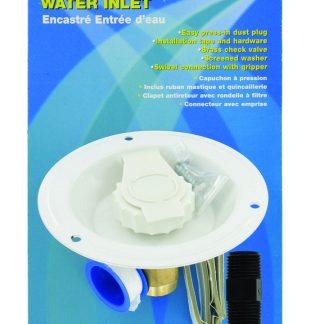 Water Inlet, Metal Recessed Flange FPT, White, Carded