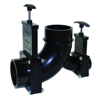 Ell Double Rotating Valve, 3 Spigot X 1-1/2 Spigot X 3 Spigot Outlet
