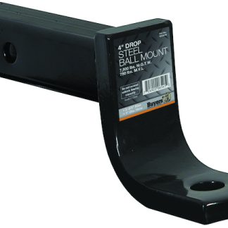 High-low tube style ball mount, length 8u201d, max. drop 4u201d, M.V.L. 600 lbs., M.G.T.W. 6,000 lbs., weight 7.5 lbs.