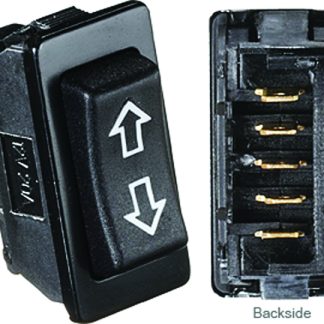 Black Rocker Switch -20 Amp Continuous, 40 Amp Peak. In-Line 5 Pin - Cut-Out 1.52 X 0.73.