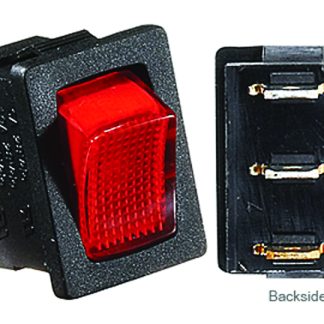 Black W/red Rocker Switch, 20 A, Illuminated Rocker On/off - Spst - Cut-Out .519 X .756 To .779