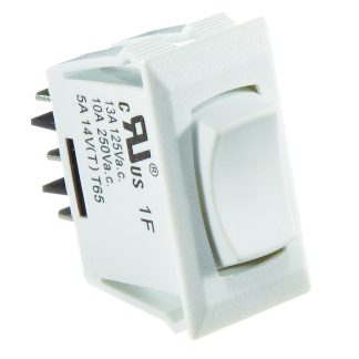 White Rocker Switch, 10 A, Momentary On/off/momentary On - Spdt - Cut-Out .550 X 1.125