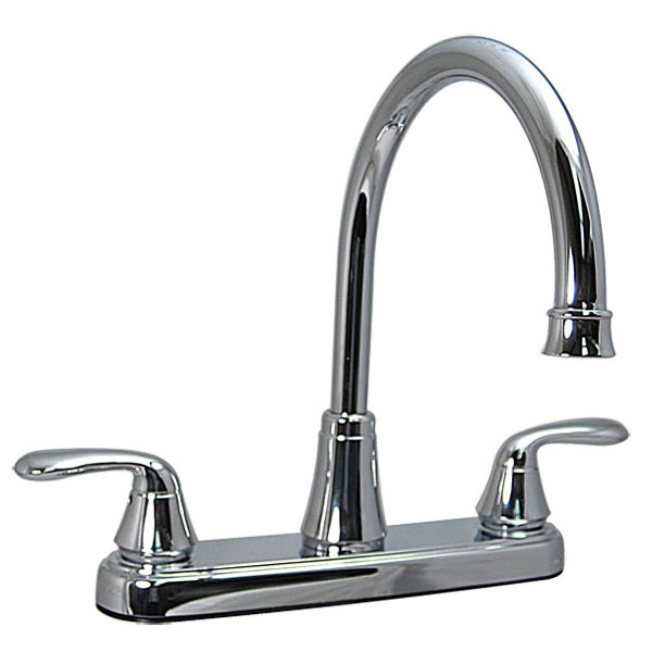 Kitchen Faucet, 8 Hi-Arc Hybrid, 2 Lever, Chrome, Box