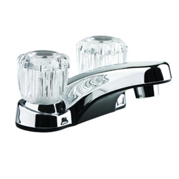 RV Lavatory Faucet W/crystal Acrylic Knobs - Chrome Polished