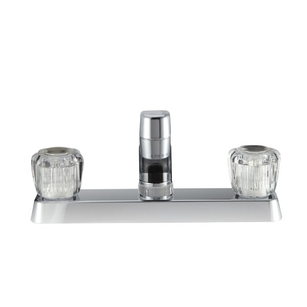 Two Handle RV Kitchen Faucet W/crystal Acrylic Knobs - Chrome Polished