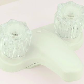 4u201d Lavatory Faucet W/Crystal Handles - White