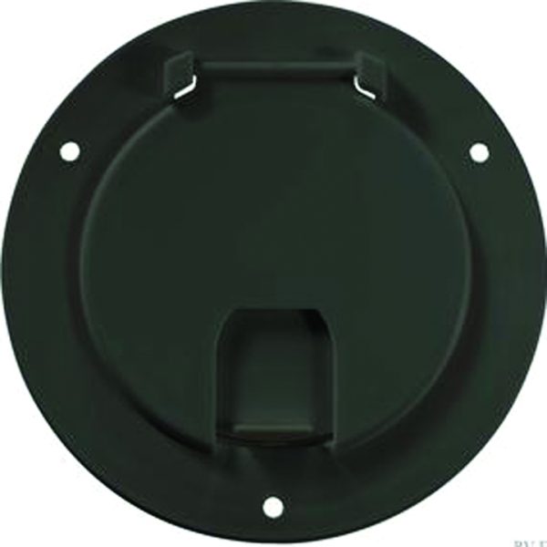 Deluxe Cable Hatch Round Black Finish-- 5.2 X 2.6 (replaceable Lid)
