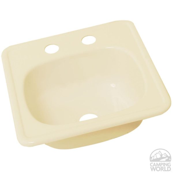 15 X 15 Square Sink; 2 Faucet Holes - Parchment