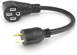Pigtail Adapter 50A RV Connector To 30A 4-Prong Plug Black