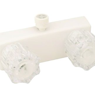 4 Non-Metallic Shower Valve W/ Cry Hdls & Vac Brk White