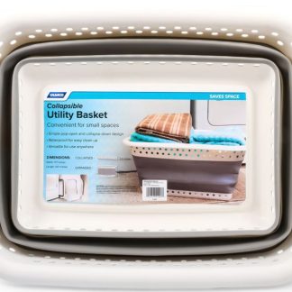 Collapsible Utility Basket, Large, White/gray
