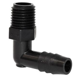 90u00b0, 1/4 MPT x 3/8 Barb