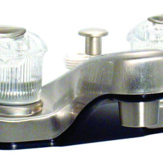 Bathroom Diverter Faucet, 4, 2 Lever, 1/4 Turn, Plastic, Brushed Nickel, Box
