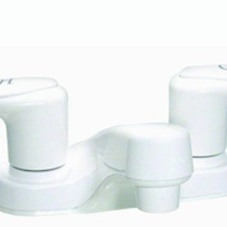 Bathroom Faucet, 4, 2 Lever, 1/4 Turn, Plastic, White, Box