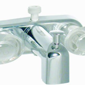 Tub Div Faucet W/ D-Spud, 4, 2 Lever, 1/4 Turn, Plastic, Chrome, Box