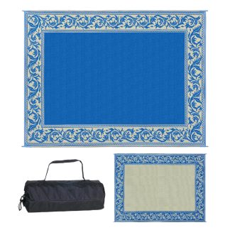 9' x 12' Blue/Beige Classical Mat, Reversible
