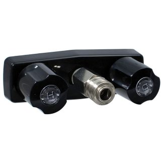 Faucet W/ Quick Connect, 4, 2 Knob, Plastic, Black, Box