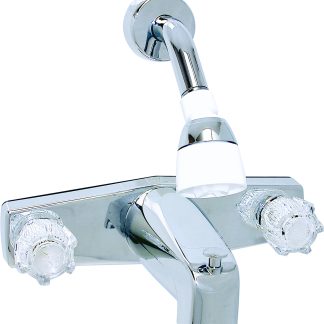 Tub/shower Div Faucet, Shower Head Kit, 8, 2 Knob, Plastic, Chrome, Box