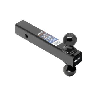 Dual-Ball Ball Mount, 2 Sq. Solid Shank, 8 Length, W/black 2 & 2-5/16 Balls, Black