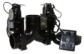 Ez-Valve, Electric Waste Valve, 3 Hub X Hub X Bay, Double Rotating Flange