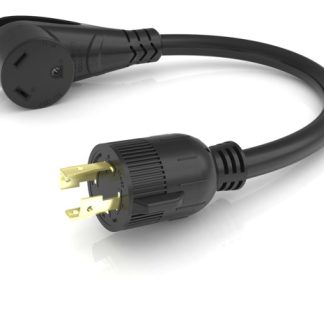 Pigtail Adapter 30A RV Connector To 30A 4-Prong Plug Black