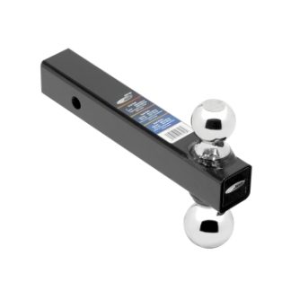 Dual Ball Ball Mount, 2 Sq. Solid Shank, 8 Length, W/chrome 2 & 2-5/16 Balls, Black