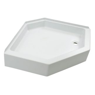 27 X 27 Corner Shower Pan; Center Drain; 10.5 Apron W/access Panel - White