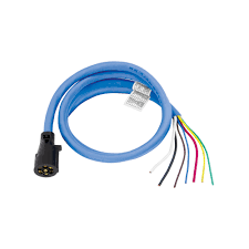 7-Way Molded Trailer End W/8' Cable, Heavy Duty Cold Weather Insulated Blue Silicon - RV Clocking