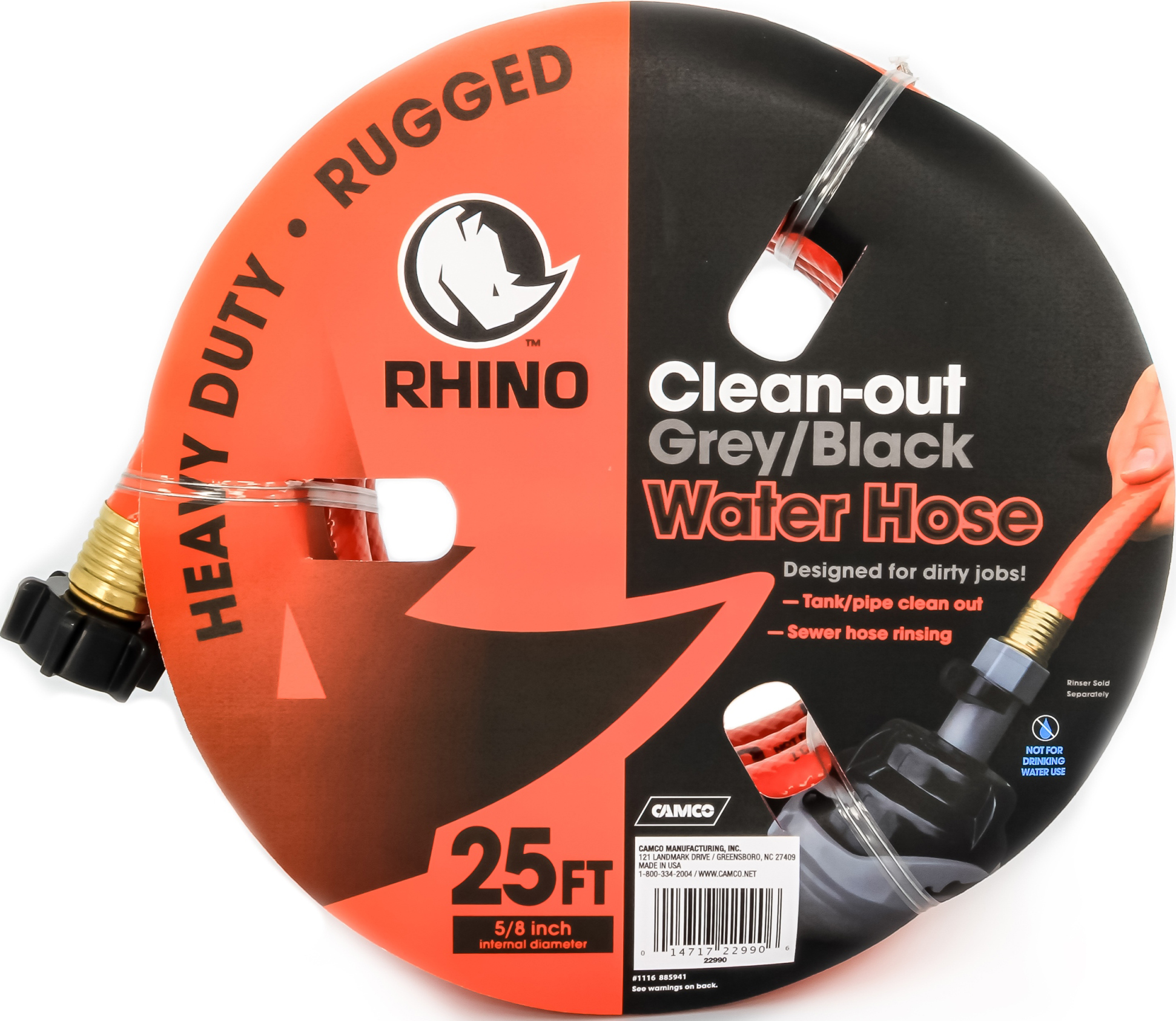 Rhinoflex 25', Clean Out Gray/black Water Hose, 5/8 Id - Image 2
