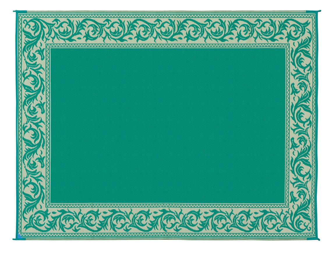 9' x 12' Green/Beige Classical Mat, Reversible - Image 2
