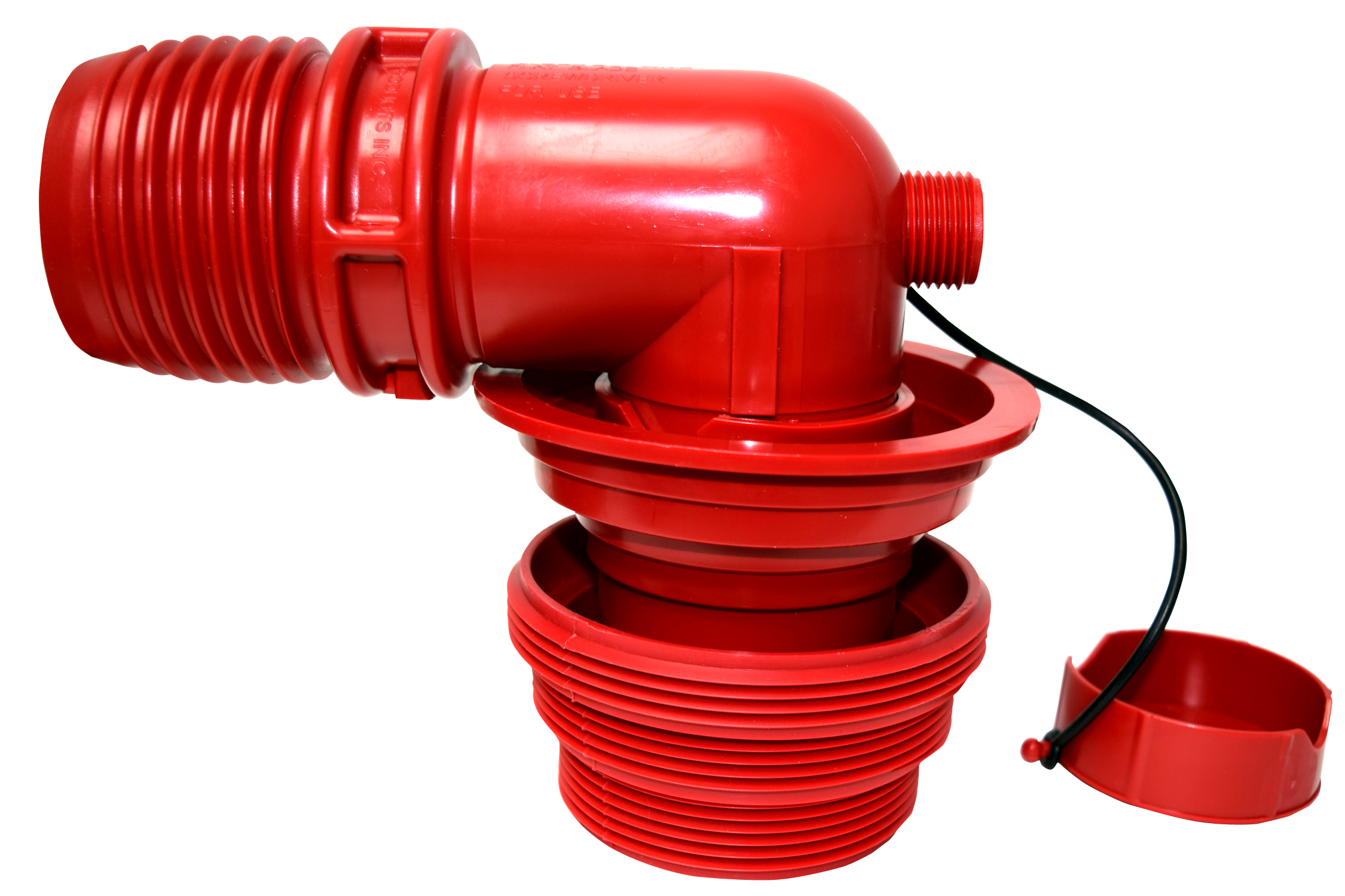 EZ Coupler 90u00b0 Sewer Adapter And Thread Attachment, Red, Carded - Image 2